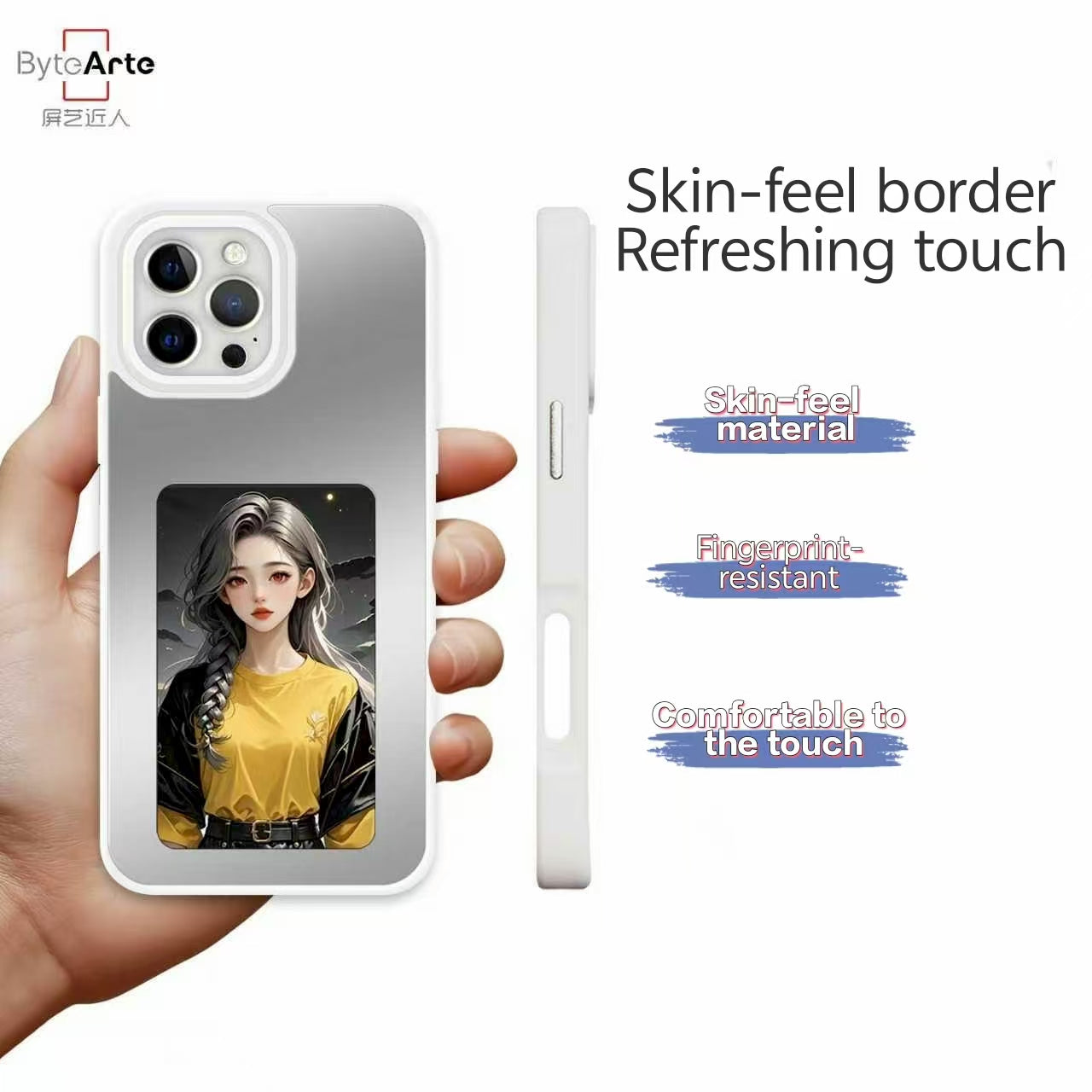 カスタマ ミラーガラスカバースマホケース(防指紋防止)iphone 16pro/16pro max