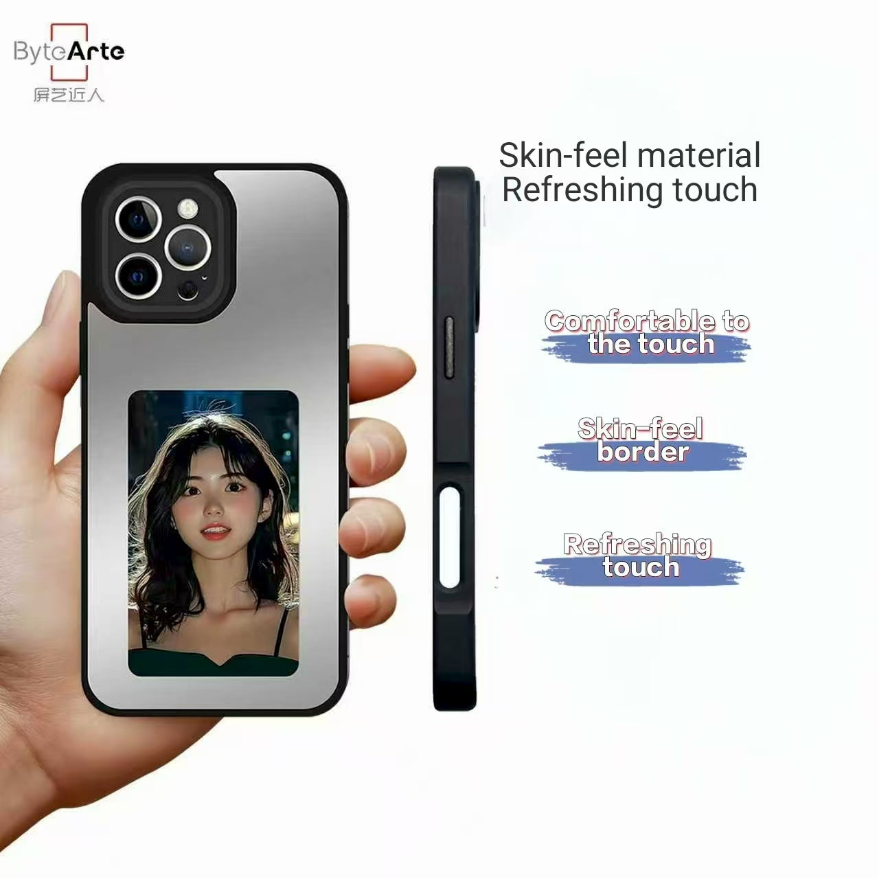 カスタマ ミラーガラスカバースマホケース(防指紋防止)iphone 16pro/16pro max